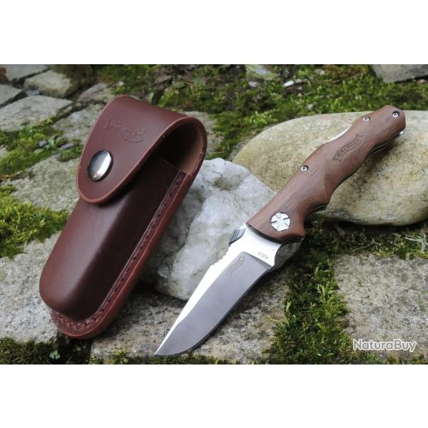 Couteau pliant Walther avec tui en cuir