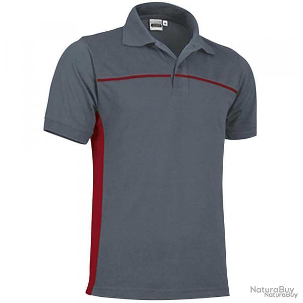 Polo Thunder gris rouge 50 polyester coton 2 boutons col