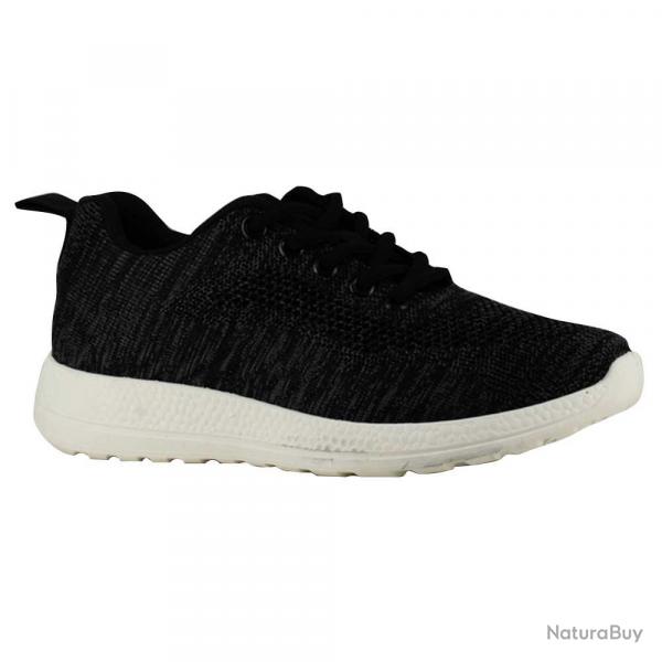 Baskets  lacets noires textile dessus et intrieur