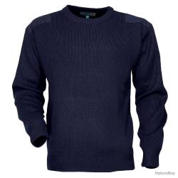 Pull Commando Marine 100 Acrylique Col Rond Renforts Épaules