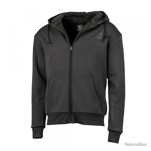Sweat  capuche zipp vert Treeland polaire 100% polyester