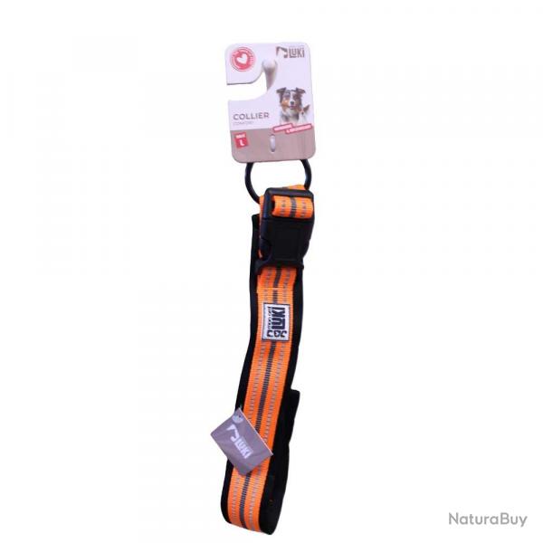 Collier rflchissant orange noprne nylon pour chien