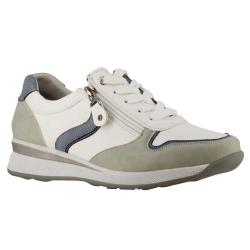 Baskets zip blanc/gris PU doublure microfibre