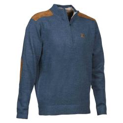 Pull fox col zippé bleu