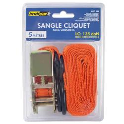 Sangle à cliquet 5m avec crochets en S - Arrimage sécurisé