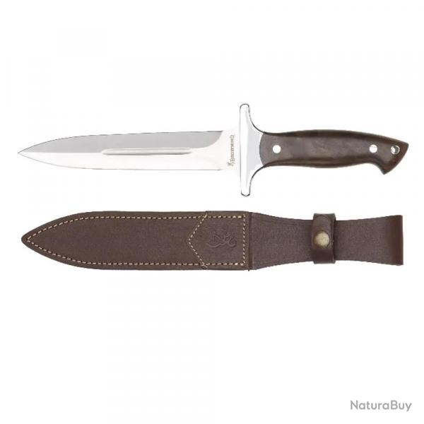 Dague Acier Inox 440A Lame 16cm Manche Noyer tui Cuir