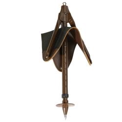 Siège de battue trépied réglable avec assise cuir brun