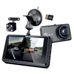 Dashcam avant/arrière HD + carte microSD 32Go incluse
