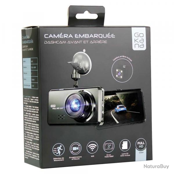 Dashcam avant/arrire HD + carte microSD 32Go incluse