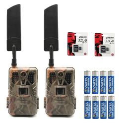 Kit 2 Caméras Détecteurs Live Camouflage + 16 Piles + 2 Cartes SD
