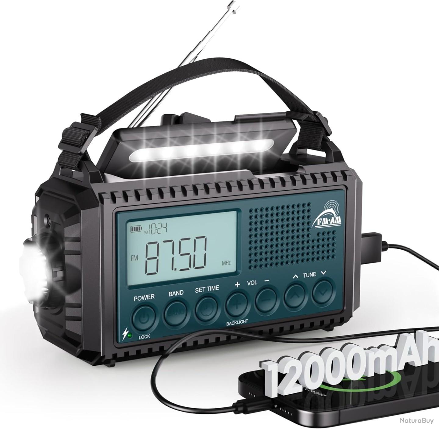 Radio Solaire DAB/FM – Rechargeable 1200 MAh, Bluetooth, Lecture USB – Haut-parleur 3W – Pour Maison, Jardin, Camping – Urgence