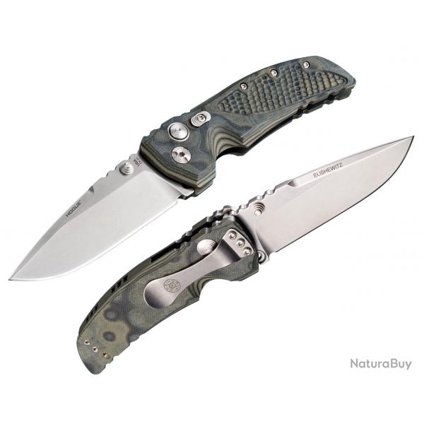 Couteau Hogue Knives EX-01 Lame Drop Point Acier 154CM Manche Green G10 G-mascus USA HO34178