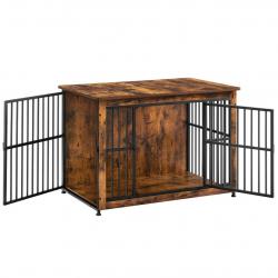 Meuble cage pour chien table d'appoint niche moderne pour chiens jusqu'à 32 kg cage solide pour chi
