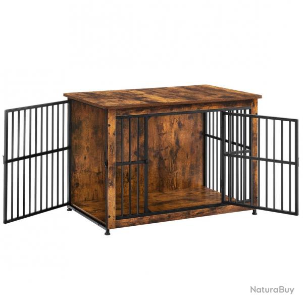 Meuble cage pour chien table d'appoint niche moderne pour chiens jusqu'à 32 kg cage solide pour chi