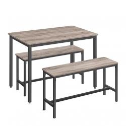 Ensemble table à manger et bancs table de 110 x 70 x 75 cm 2 bancs cadre en acier pour cuisine sall