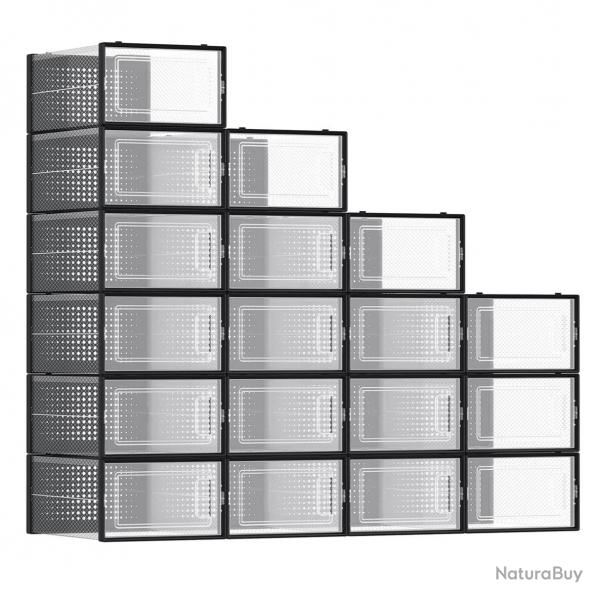 Boîtes à chaussures lot de 18 rangement chaussures pliable pour pointure jusqu'à 44 transparent et