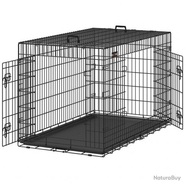 Cage pour chiens 2 portes pliable transportable avec poignes et plateau format XL 91 x 56 x 64 cm