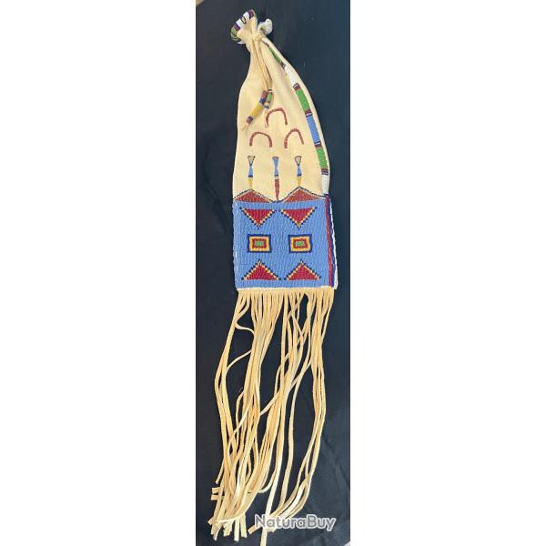 Rare  la vente sac  pipe sioux peau de cerf seedbeads indien des plaines