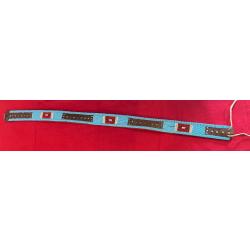Ceinture en cuir perlée et cloutée  motif tribu crow seedbeads indien des plaines