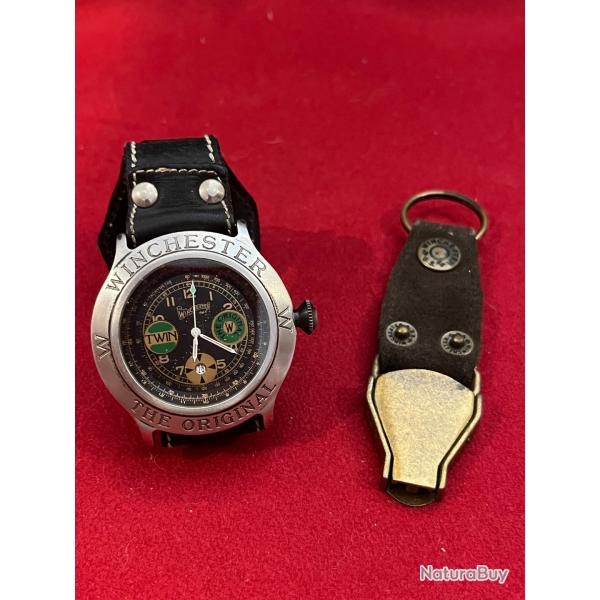 Lot de 2 objets collector winchester 1 montre et porte cl tirette blouson?