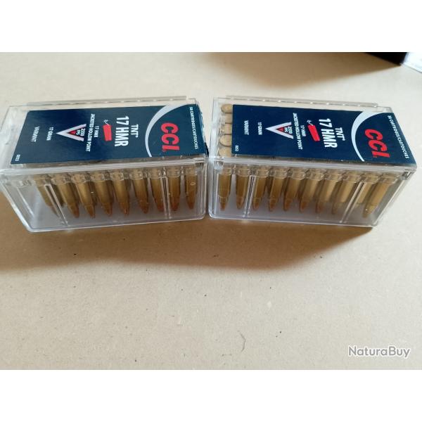 95 munitions CCI TNT, calibre 17 HMR