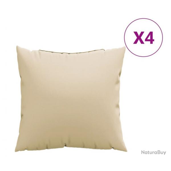 Coussins canap lot de 4 beige 40x40 cm tissu polyester confort pratique intrieur extrieur