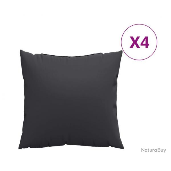 Coussins canap lot de 4 noir 40x40 cm tissu polyester confort pratique intrieur extrieur