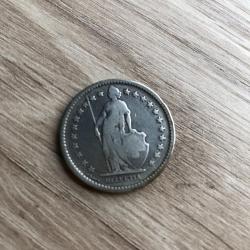 belle pièce argent 2 Francs suisse- Helvetia - 1875