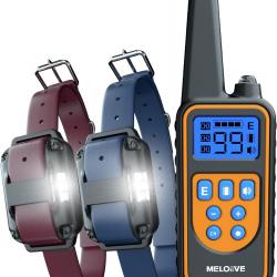Lot Deux Colliers de Dressage Chiens Portée 2300m Etanche IPX67 Lumière Choc Statique Vibration Son