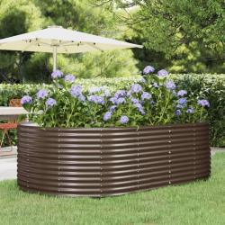 Lit surélevé de jardin Marron Acier enduit de poudre