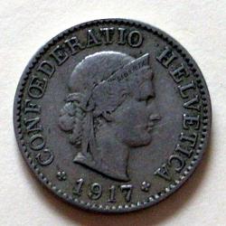 Suisse, très rare monnaie 5 c de 1917