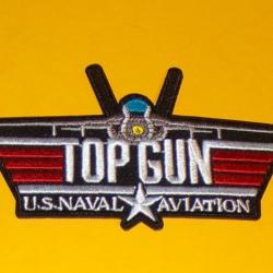 TISSU PATCH :  TOP GUN U.S NAVAL AVIATION  , LONGUEUR 10 CM , BON ETAT VOIR PHOTO . POUR TOUT RENSEI