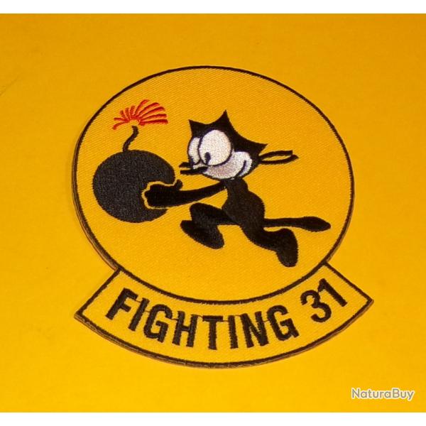 TISSU PATCH : U.S.A FELIX LE CHAT , FIGHTING 31, DIAMETRE 9 CM , BON ETAT VOIR PHOTO . POUR TOUT RE