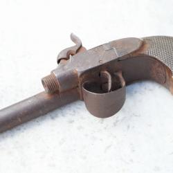 Pistolet coffre à double canon avec un canon absent - XIX -  ref COU25DBL001