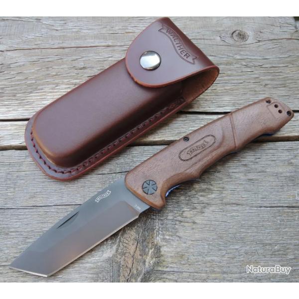 Couteau pliant Walther BWK 4 en acier 440C, couleur noyer
