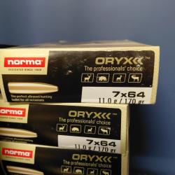 Munitions :7x64 11.0g/170gr  Norma Oryx