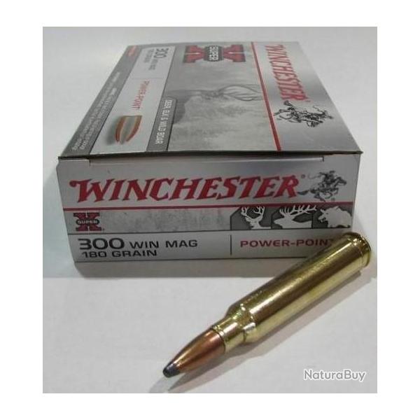 lot 2 boites de  20 cartouches  de calibre 300 Winchester Magnum Power point , 180 grains