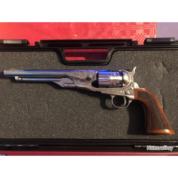 Vend Revolver 1860 Army Acier Grav et Quadrill cal 44 PN Neuf + accessoires