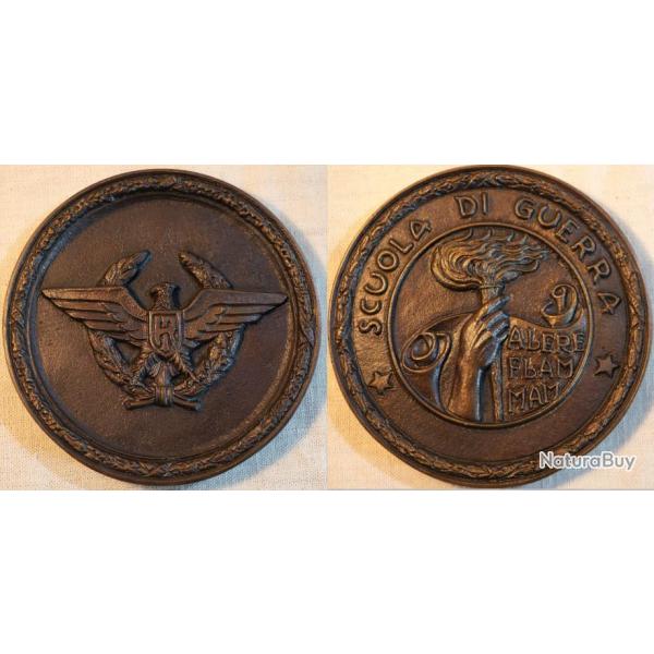 ITALIE WWII - Lourde mdaille bronze cole guerre SCUOLA DI GUERRA - SDB25MED017