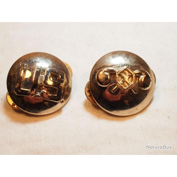 US ARMY - paire d'insigne col US troupe pour les armes chimiques - d'poque WWII