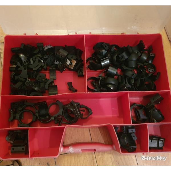 Lot de montage lunette ,optique anneaux , pivots, eaw