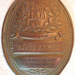 Plaque de garde chasse Fontaine Henry Calvados XIX ref LAN25GAR001