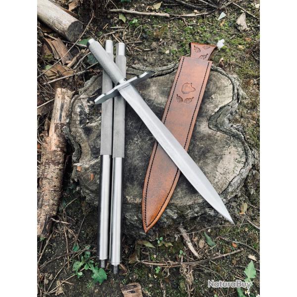 pieux de grande chasse dmontable en inox / lame acier carbone  ( le solitaire )