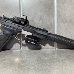 Pack Ultima BROWNING Buck Mark Calibre 22 Lr + Point rouge + Silencieux Carbone + Lampe Laser vert