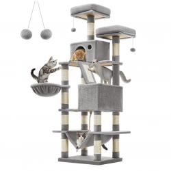 Arbre à chat grande tour de jeux hauteur 168 cm avec 13 griffoirs 1 planche à griffer 2 plate-forme