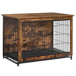 Cage pour chiens table d'appoint niche moderne pour chiens jusqu'à 32 kg cage pour chiots plateau a