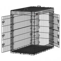 Cage pour chiens 2 portes pliable transportable avec poignées et plateau format xl 91 x 56 x 64 cm