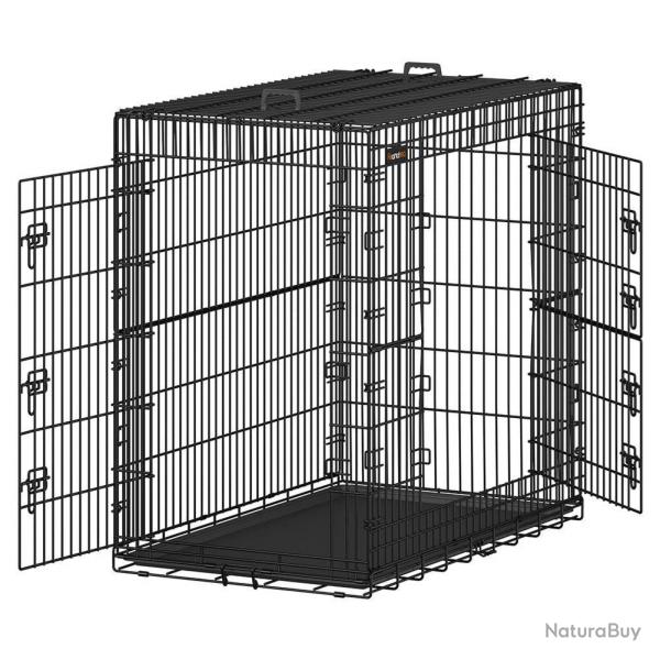Cage pour chiens 2 portes pliable transportable avec poignes et plateau format xl 91 x 56 x 64 cm