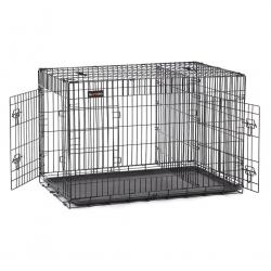 Cage pour chiens 2 portes pliable transportable avec poignées et plateau format XXXL 122 x 76 x 81
