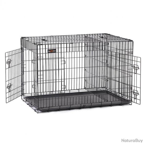Cage pour chiens 2 portes pliable transportable avec poignées et plateau format XXXL 122 x 76 x 81